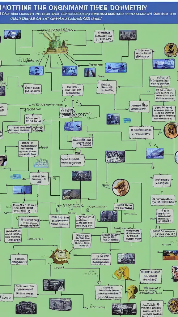 Prompt: The esoteric King of the Hill Mongolian conspiracy flowchart with images