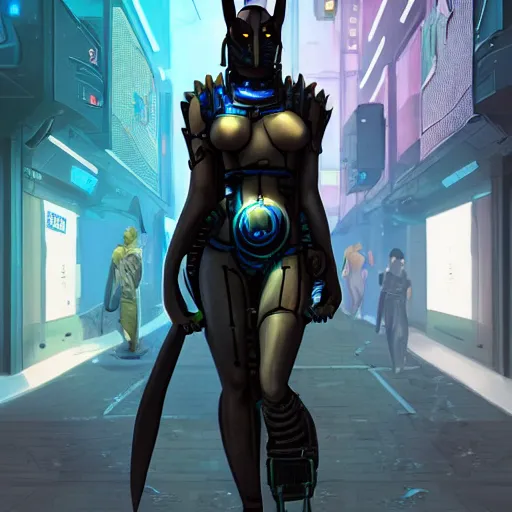 Prompt: cyberpunk anubis female