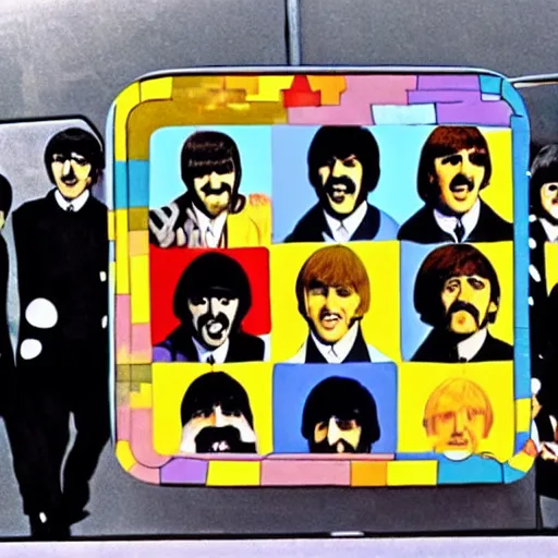 Prompt: beatles yellow submarine music video