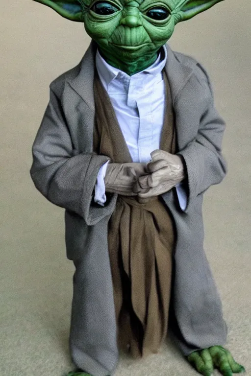 Image similar to yoda looking dapper wearing a suit