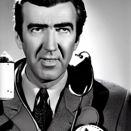 Prompt: jimmy stewart as a space doctor