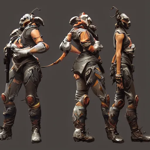 Prompt: character design by senior concept artist for a stylized first person shooter, artstation trending, detailed, realistic, photograph, in the style of Ruan Jia