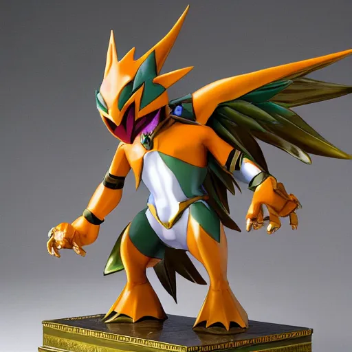 Prompt: A statue of Gallantmon from digimon.