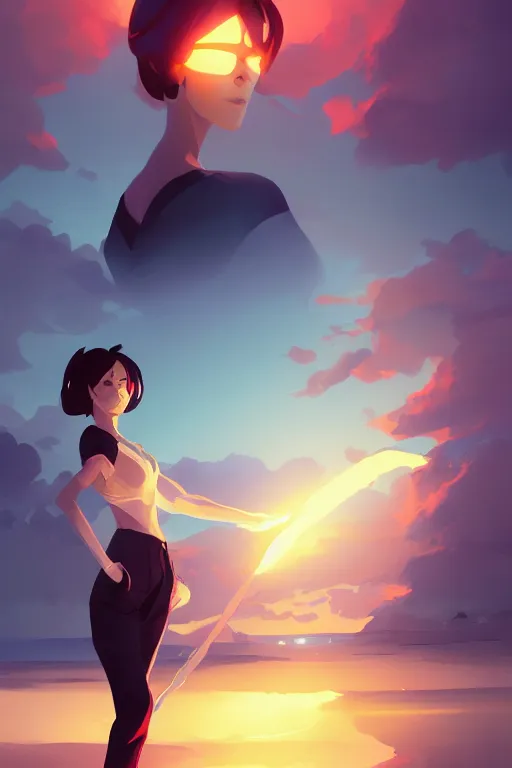 Image similar to beautiful woman minimalist comics, behance hd by jesper ejsing, by rhads, makoto shinkai and lois van baarle, ilya kuvshinov, rossdraws global illumination ray tracing hdr radiating a glowing aura