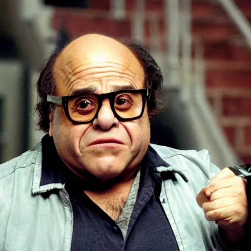 Prompt: danny devito in teen wolf movie still