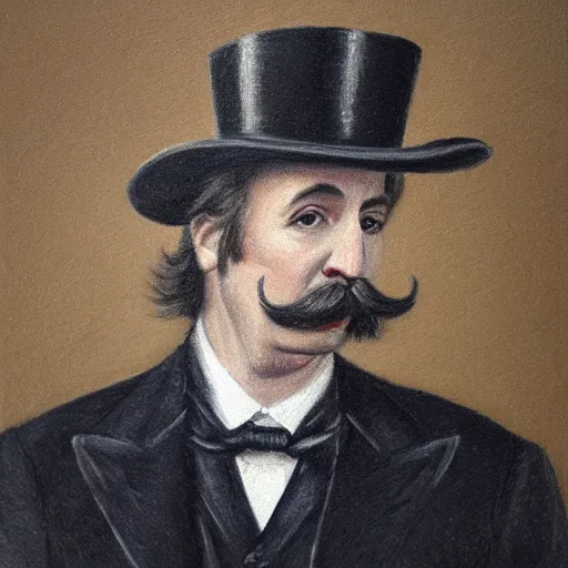 Image similar to detailed portrait painting of gentleman with a top hat and moustache