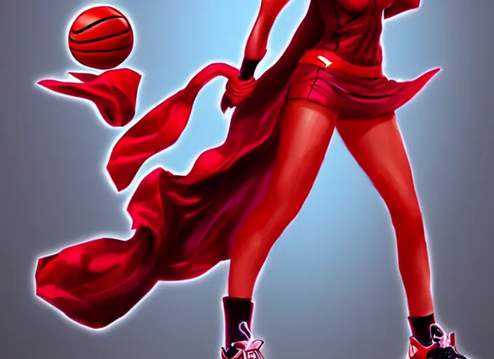 Prompt: basketball sneakers concept of scarlet witch, trending on artstation, smooth, sharp focus
