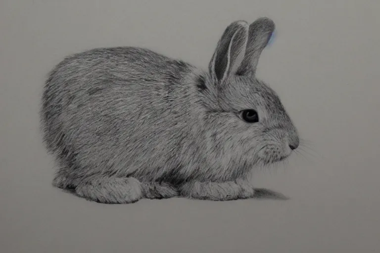 Prompt: Pencil sketch of a cute rabbit, detailed, photorealism
