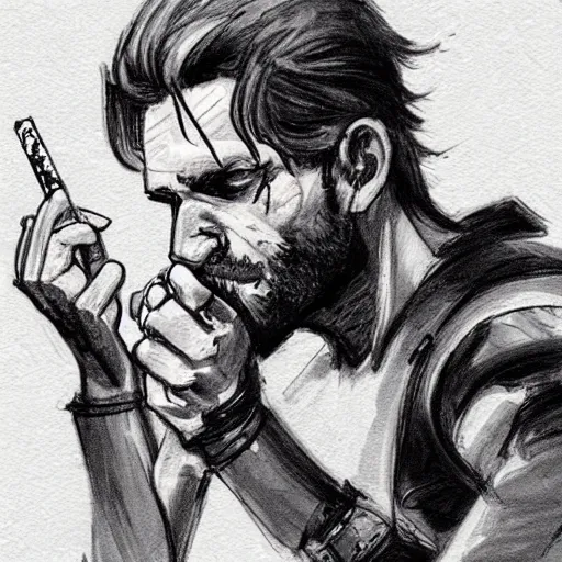 Prompt: concept art of snake smoking cigarette