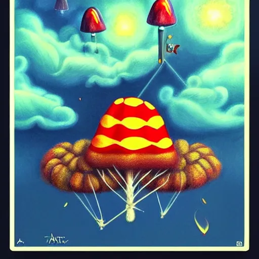 Prompt: ❤🔥🍄🌪, trending on art station, in the sky, highly realistic surrealist art