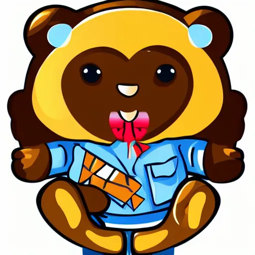 Image similar to Skater teddy bear, sticker, highly detailed, colorful, illustration, drama, smooth and clean vector curves, no jagged lines, vector art, smooth