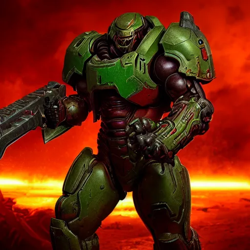 Image similar to doom slayer from doom eternal, photography