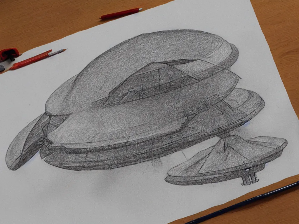 Prompt: A 3D drawing of a UFO flying across the Jurassic period