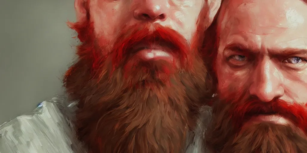 Prompt: red beard by akira kurosawa, cinematic shot, oil painting by jama jurabaev, extremely detailed, brush hard, artstation, for aaa game, high quality, brush stroke
