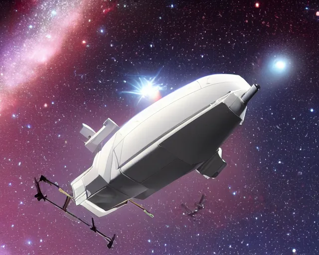 Prompt: a space ship flying in space