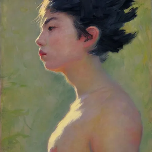 Image similar to Monet portrait painting of a cyborg girl, medium shot, asymmetrical, profile picture, Organic Painting, sunny day, Matte Painting, bold shapes, hard edges, street art, trending on artstation, by Huang Guangjian and Gil Elvgren and Sachin Teng