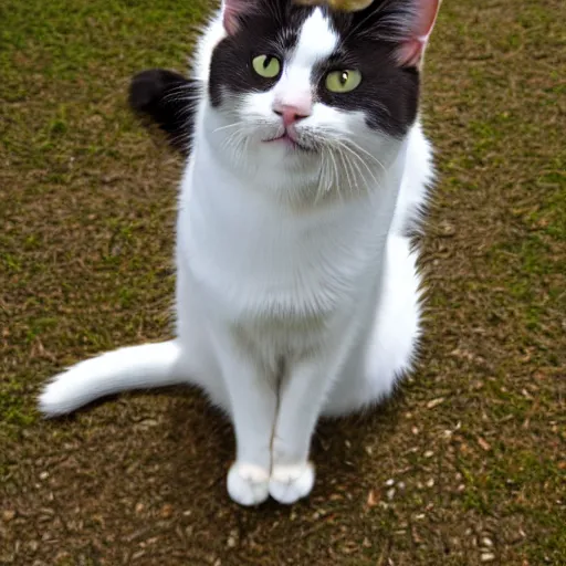 Prompt: photo of a cat with a white belly and jaw