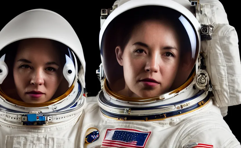 Image similar to studio photography of an astronaut, detailed face, cinematic lighting, 8 k