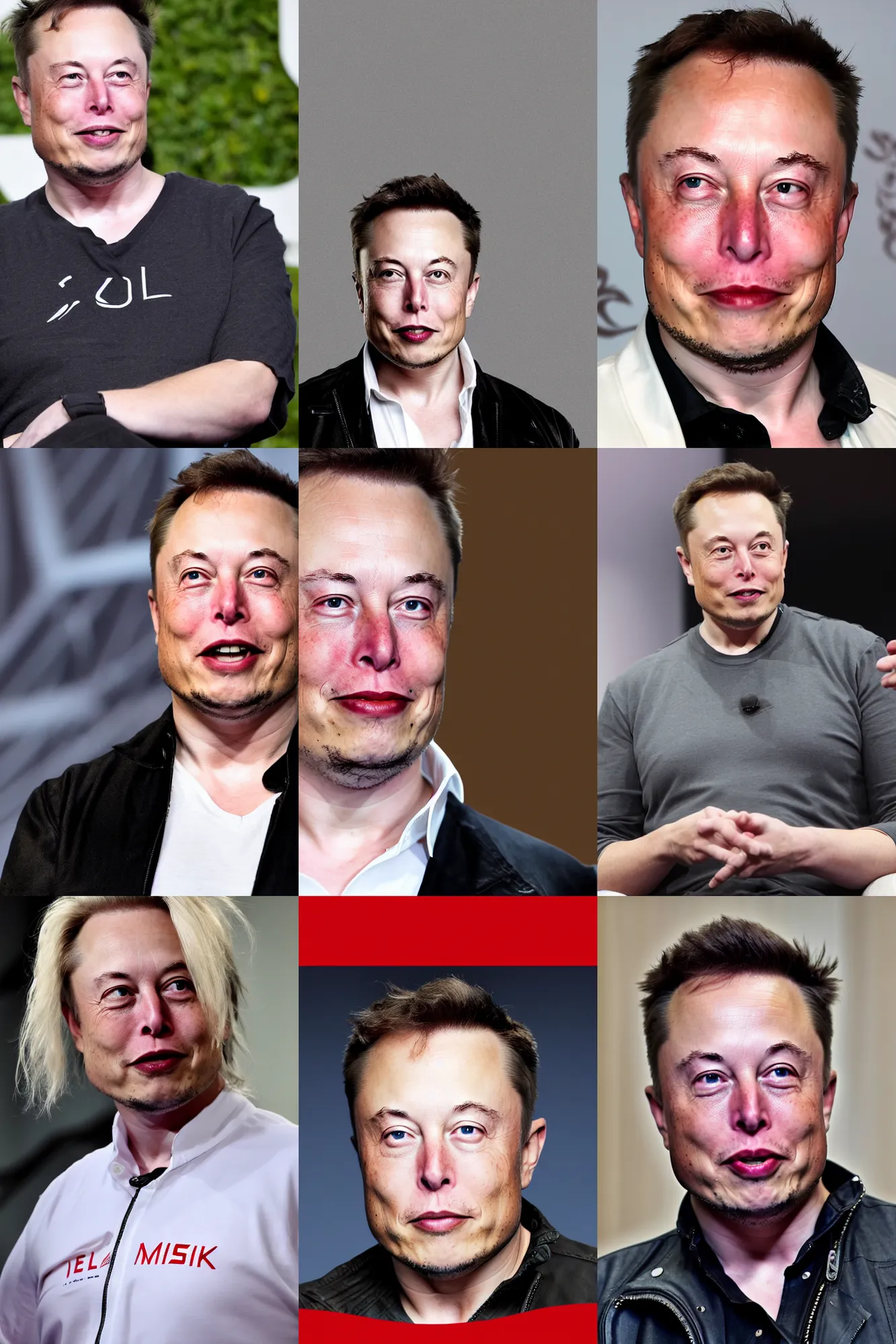 Prompt: elon musk with bleached hair!!!!!!! and a soul patch!!!!!!!, 4 k, high quality