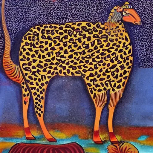 Prompt: moroccan painting of animals