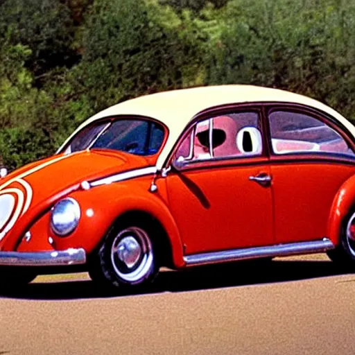 Image similar to promotion movie still of the car in'herbie'film ( 1 9 6 8 ) pretending to be a real lady bug. cinematic, 4 k, imax, 7 0 mm