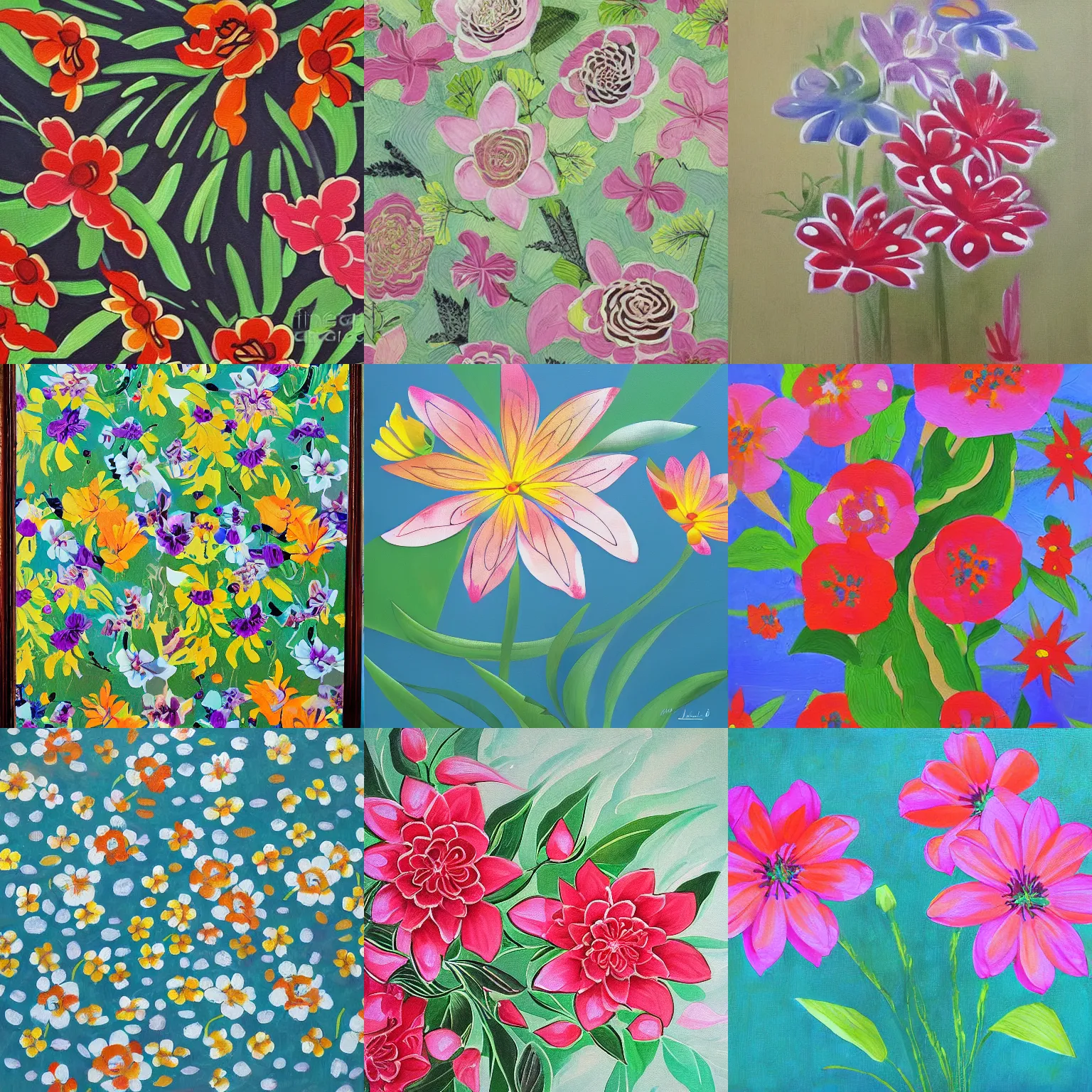 Prompt: michael lin flower pattern painting