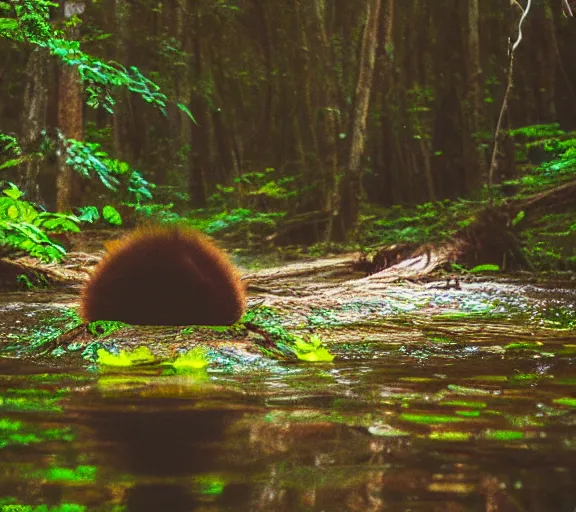 Image similar to a never before seen creature, floating in a forest, stunning photography, ambient light, 8k