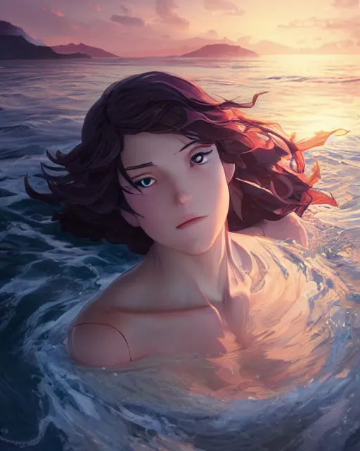 Image similar to goddess splitting the sea, ambient lighting, detailed face and body, perfect anatomy, by makoto shinkai, stanley artgerm lau, wlop, rossdraws