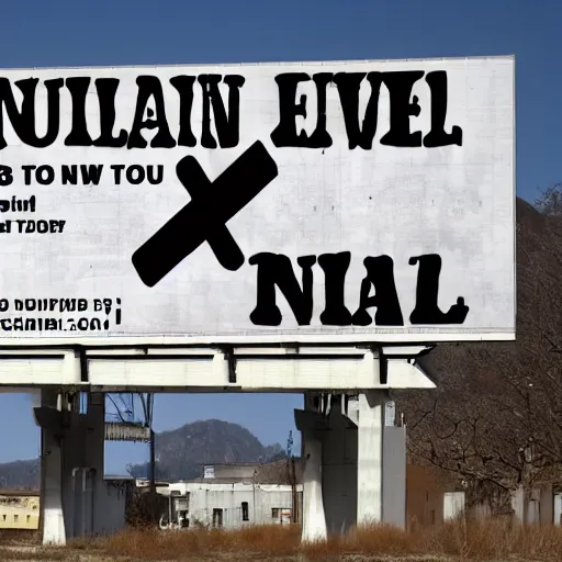 Image similar to ominous billboard warning of nuclear fallout