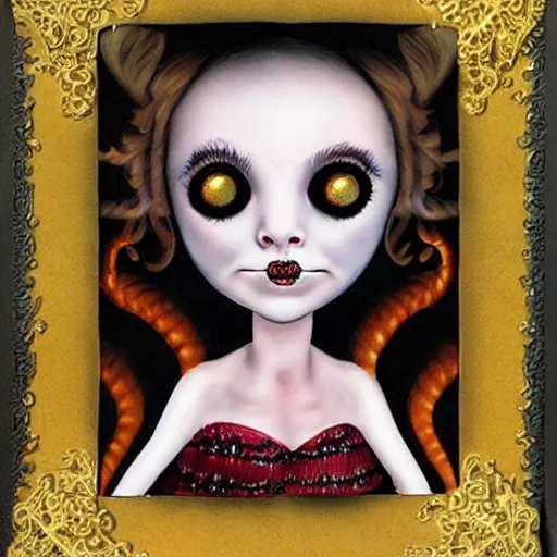 Image similar to surreal spider headed girl in the style of Mark Ryden