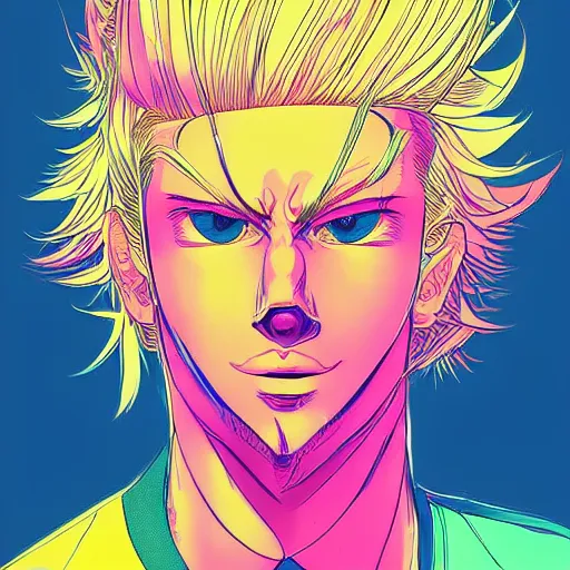 Image similar to a portrait of blonde male by hiroyuki takahashi color scheme, digital art