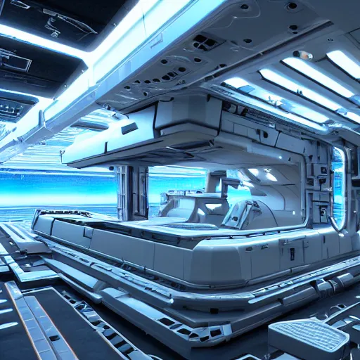 Image similar to highly detailed futuristic docking bay