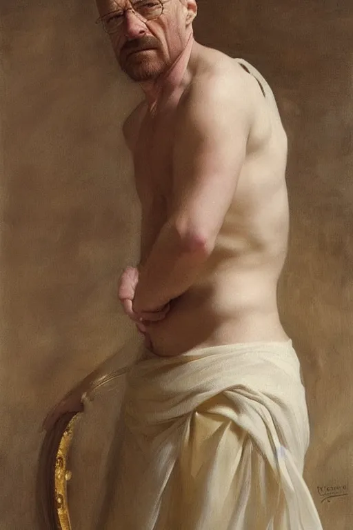 Prompt: beautiful oil matte portrait painting, walter white as a lounging grecian, art by anders zorn, wonderful masterpiece highly detailed, beautiful cinematic light deep focus, elegant, digital painting, smooth, sharp focus, golden ratio, dramatic illumination, ultra realistic, 8 k, art by artemisia lomi gentileschi and caravaggio