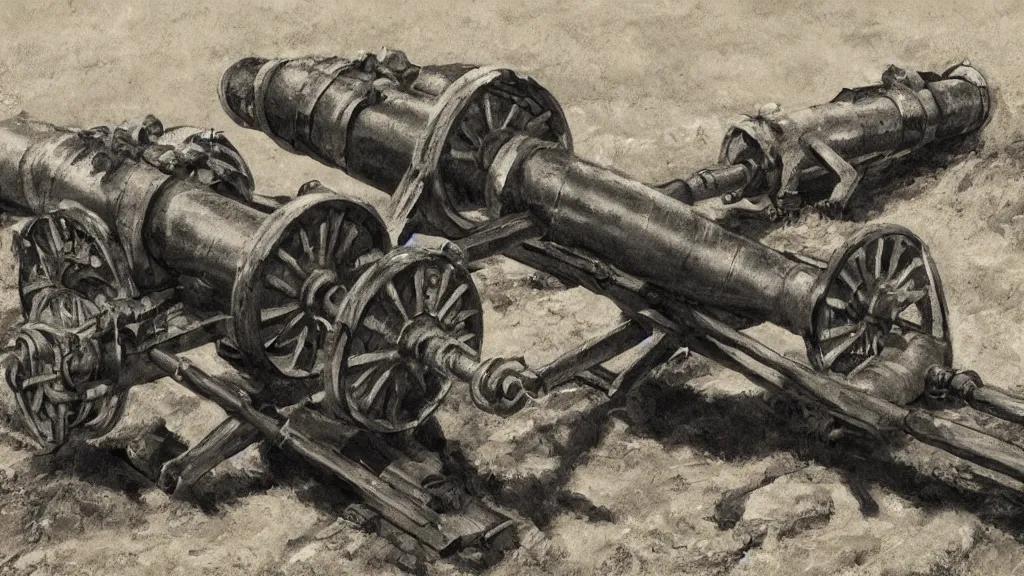 Image similar to howitzer cannon, world war 2, high quality, high detail, photorealistic,