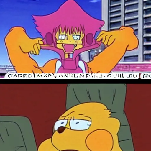 Prompt: garfield third impact in neon genesis evangelion, anime