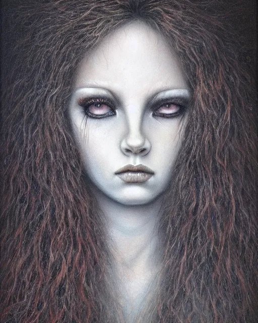 Prompt: Her eyes wide by Ed Binkley, oil on canvas