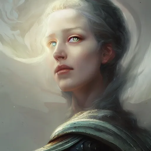 Image similar to portrait of a aasimar, d & d, fantasy, intricate, elegant, highly detailed, digital painting, artstation, concept art, matte, sharp focus, illustration, art by aenaluck and roberto ferri and greg rutkowski, epic fantasy, digital painting