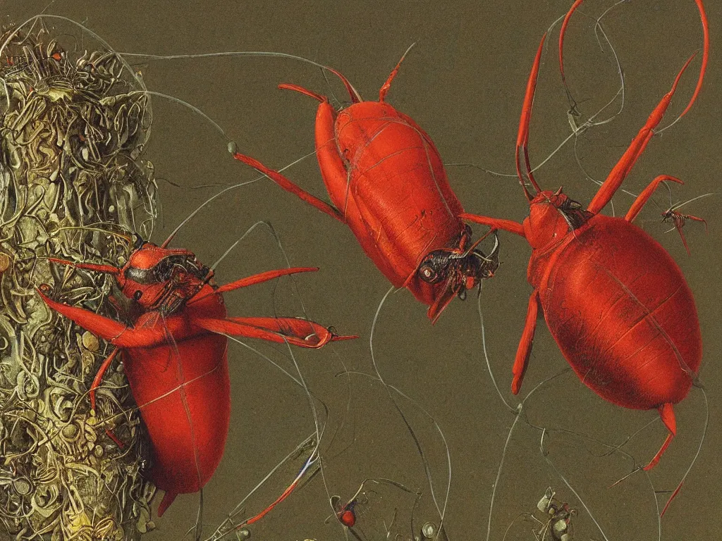 Image similar to Close up of the cardinal beetle. Painting by Beksinski, Walton Ford, Ernst Haeckel