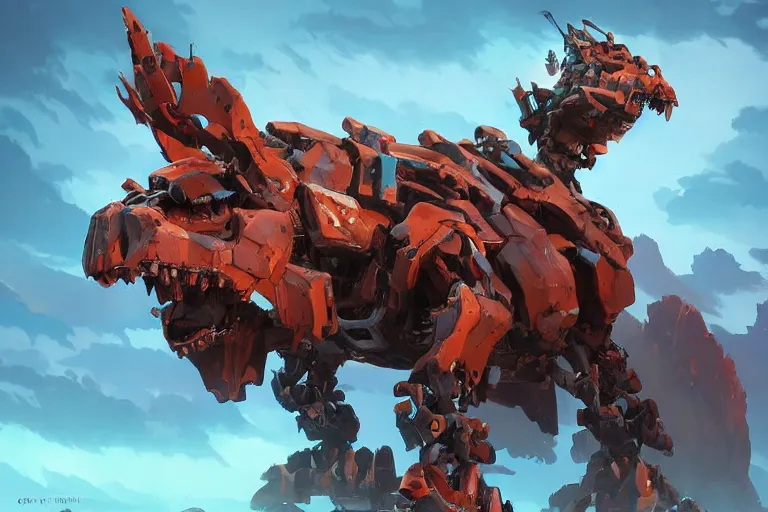 Image similar to grimhorn fanghorn machine mecha animal beast robot of horizon forbidden west horizon zero dawn bioluminiscence, behance hd by jesper ejsing, by rhads, makoto shinkai and lois van baarle, ilya kuvshinov, rossdraws global illumination