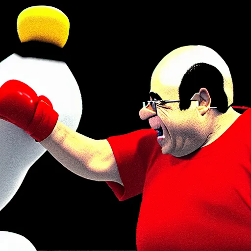 Image similar to danny devito punching penguins, nintendo 6 4 screenshot, low poly, aliased