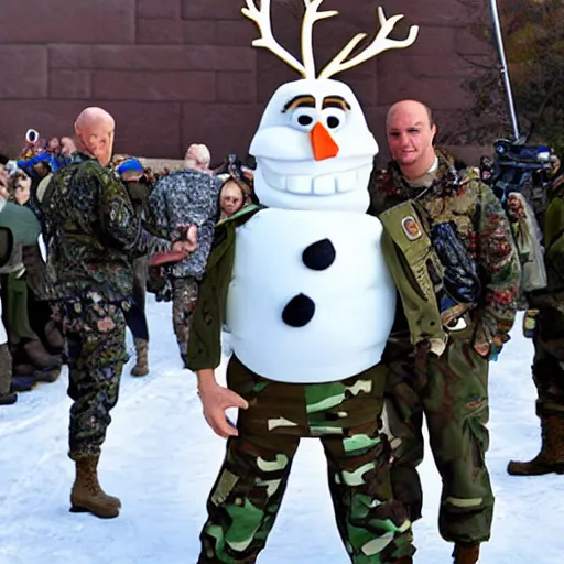 Prompt: olaf dressed like an army general