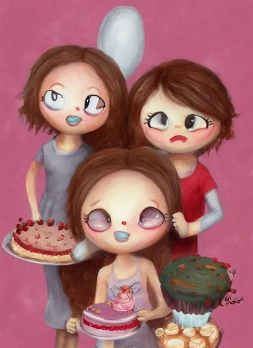 Image similar to fnafs eating cakes painted by nicoletta ceccoli, detailed digital art, trending on Artstation