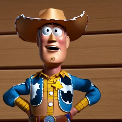 Image similar to woody harrelson as toy story's sheriff woody, high definition, hyperrealism, cinematic lighting