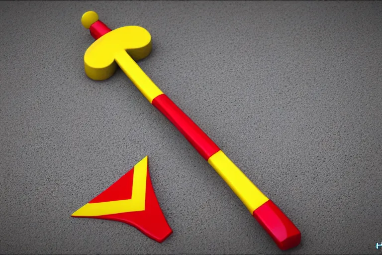 Image similar to product photo of toy hammer and sickle made by fisher price, colorful plastic, high quality, intricate detail, realistic textures, octane render, unreal engine 5, hyperrealism