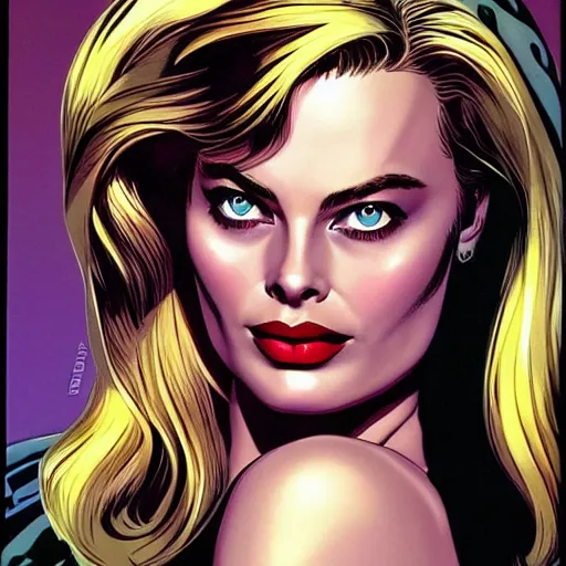Image similar to eye shadow makeup margot robbie by artgem by brian bolland by alex ross by artgem by brian bolland by alex rossby artgem by brian bolland by alex ross by artgem by brian bolland by alex ross