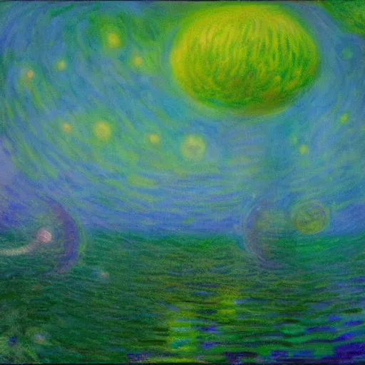 Image similar to alien invasion painted by monet