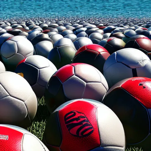 Image similar to ocean of footballs, 8 k