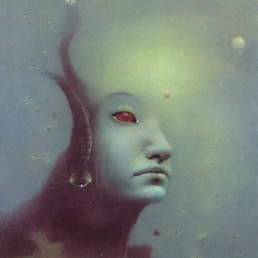 Prompt: portrait of ethereal goblin princess by Beksinski