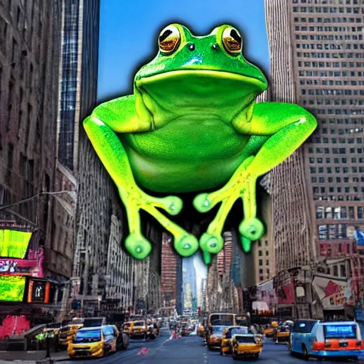 Image similar to giant frog attacking new york city