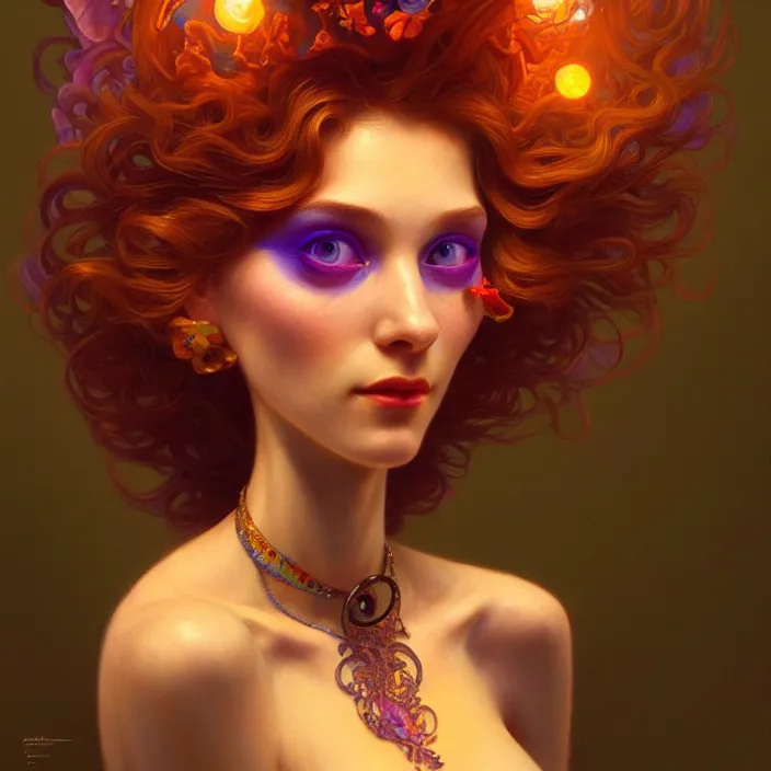 Image similar to psychedelic Pixar character, diffuse lighting, fantasy, intricate, elegant, highly detailed, lifelike, photorealistic, digital painting, artstation, illustration, concept art, smooth, sharp focus, art by John Collier and Albert Aublet and Krenz Cushart and Artem Demura and Alphonse Mucha